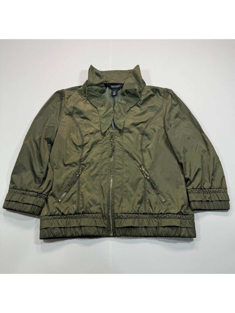 White House Black Market Jacket Women 4 Green Windbreaker Tornasol Effect Hiking